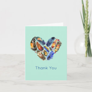 Feathers In A Heart Shape Thank You Card
