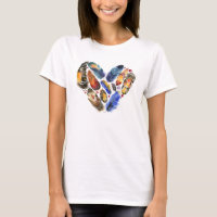 Feathers In A Heart Shape Watercolor Design