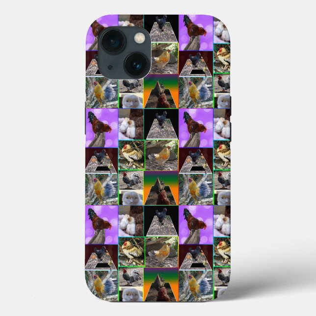 Feathers in Focus: A Collage of Chickens Roosters Case-Mate iPhone Case (Back)