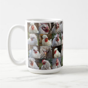 "Feathers in Focus: A White Chicken's Portrait" Coffee Mug