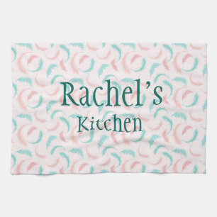 Feathers in pink and blue kitchen towel