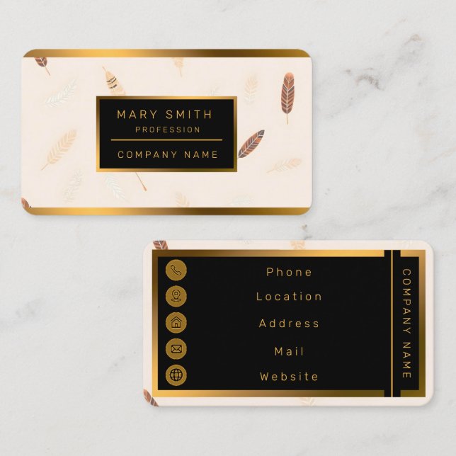 Feathers Luxury Popular Boho Collection Business Card (Front/Back)