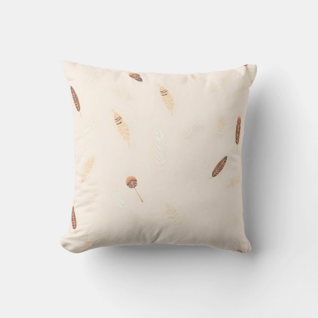 Feathers Luxury Popular Boho Collection Throw Pillow (Front)