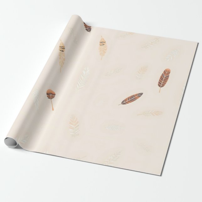 Feathers Luxury Popular Boho Collection Wrapping Paper (Unrolled)