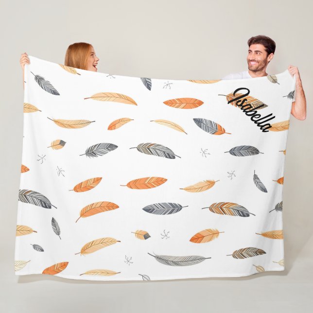 Feathers Luxury Trendy Boho Collection Fleece Blanket (In Situ)