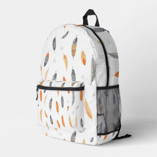 Feathers Luxury Trendy Boho Collection Printed Backpack