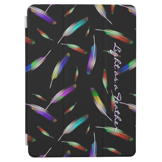 Feathers muilt-colored pink blue purple green soft iPad air cover (Front)
