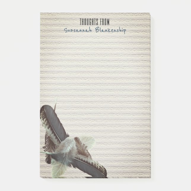 Feathers Over Textured Background Custom Post-it Notes (Front)