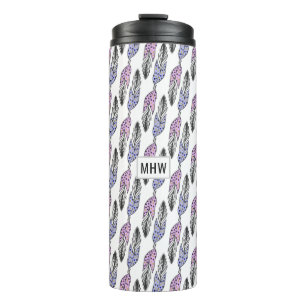 Feathers Pattern custom monogram tumbler
