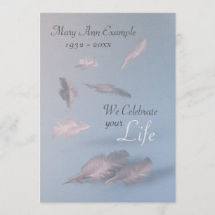Feathers - Personalized Funeral / Life Celebration Invitation