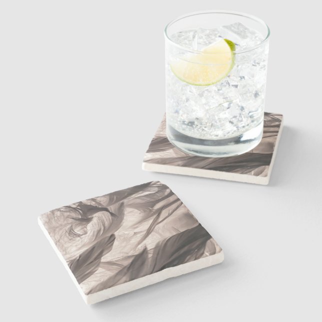 Feathers Stone Coaster (Side)