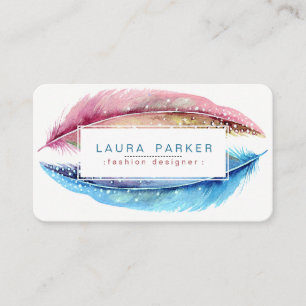 Feathers Watercolor Boho Bird Girly Modern Business Card