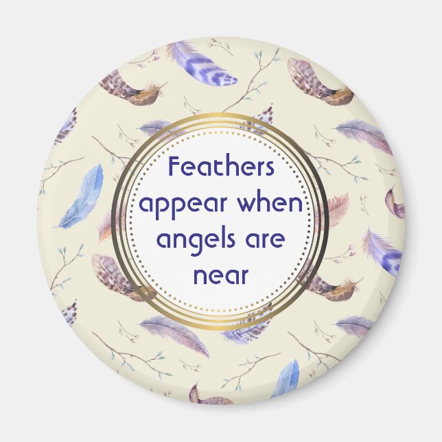Feathers Watercolor Pattern With Angel Quote Magnet (Front)