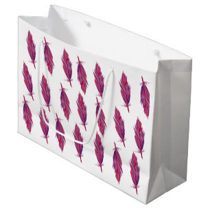 Feathers Watercolor  Red Pink  Gift Bag