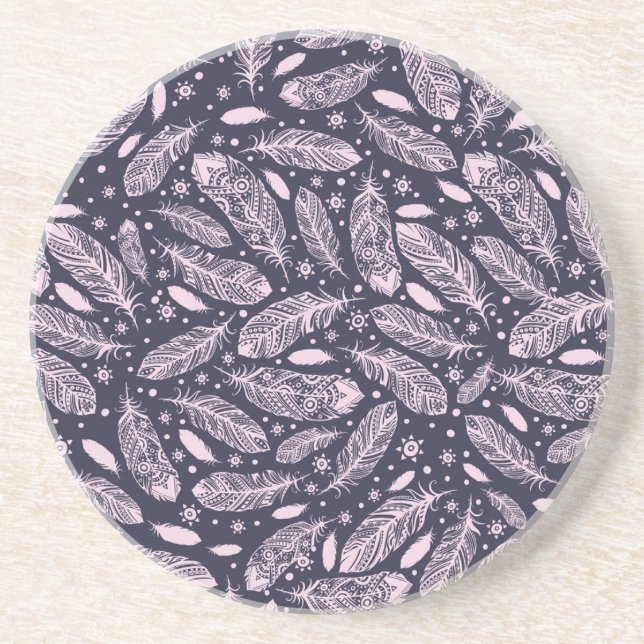 Feathery Fantasy: Romantic Pattern Creation Coaster (Front)