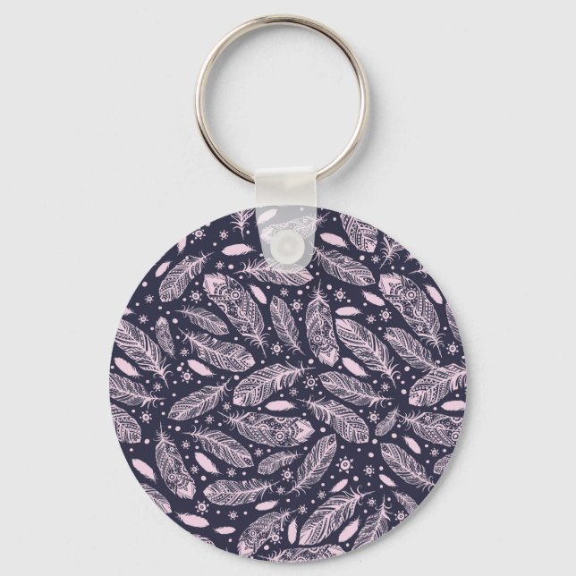 Feathery Fantasy: Romantic Pattern Creation Keychain (Front)