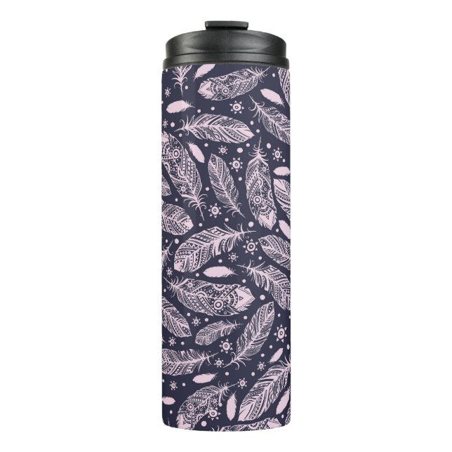 Feathery Fantasy: Romantic Pattern Creation Thermal Tumbler (Front)