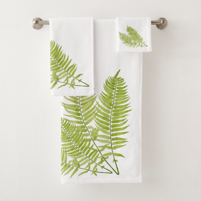 Feathery Fern on a Bathroom Towel Set (Insitu)