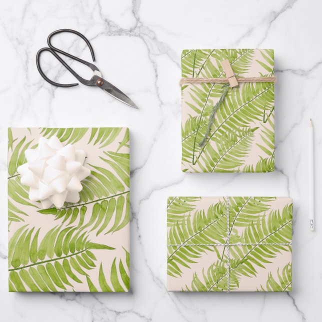 Feathery Fern on a Wrapping Paper Set  (Front)