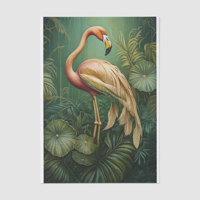 Feathery Flamingo Blush, Muted Botanical Tissue Paper (Front)