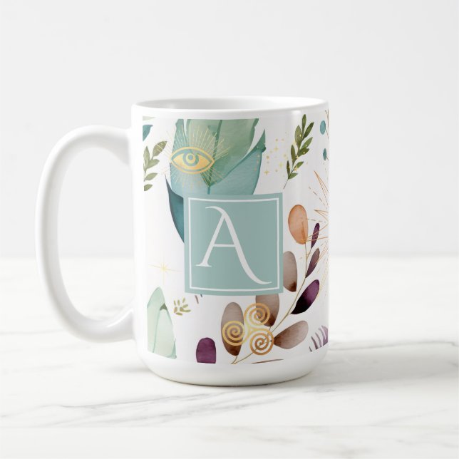 Feathery Floral Pattern Custom Mug (Left)