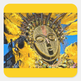 feathery mask square sticker