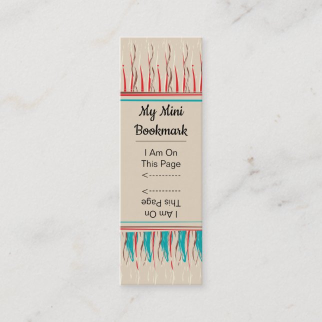 Feathery Paint Stroke Pattern Mini Page Marker Business Card (Front)