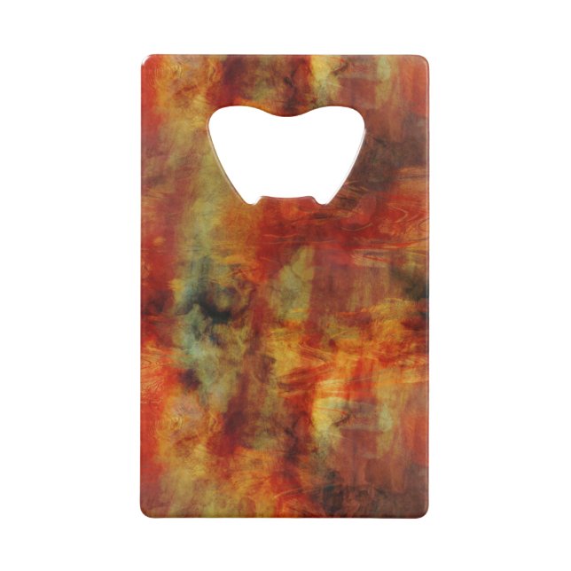 Feathery Red Abstract Credit Card Bottle Opener (Front)