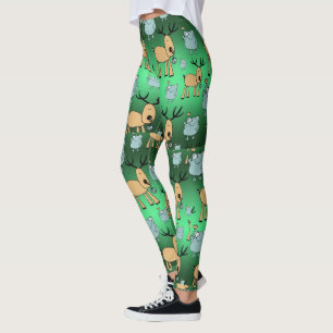 Featuring Adorable Holiday Animals, Cute Green Leggings