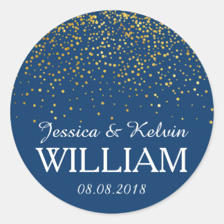 Featuring Faux Gold glitter confetti/dots with Nav Classic Round Sticker