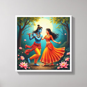 featuring Radha Krishna Spiritual Paintings 🌺🎶. Canvas Print