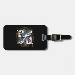 featuring shark playing cards luggage tag