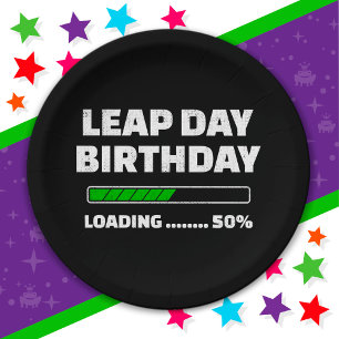 Feb 29th Leap Year Birthday 50% Loading Leap Day Paper Plate