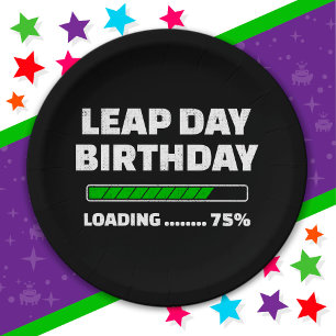 Feb 29th Leap Year Birthday 75% Loading Leap Day Paper Plate