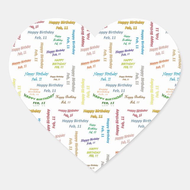 February, 11 Birthday Sticker (Front)