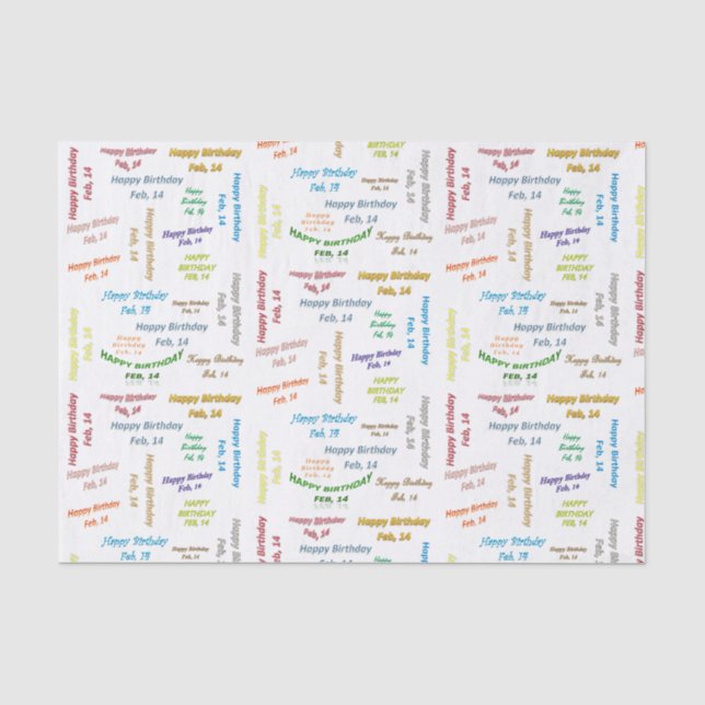 February, 14 Birthday Tissue Paper (Front)