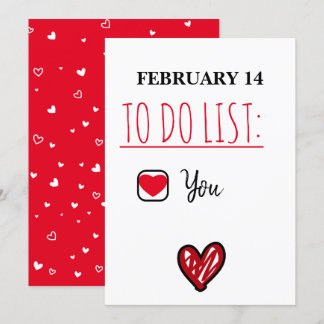 February 14 To Do List Naughty Valentines Day Card