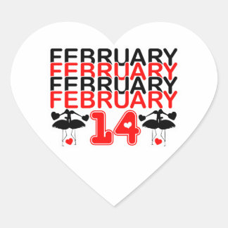 February 14 Valentine’s Day  – Romantic Love Date  Heart Sticker