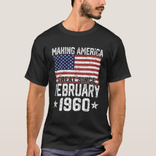 February 1960 American Flag 62Nd Birthday Gifts 62 T-Shirt