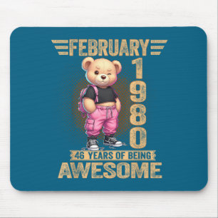 February 1980 46th Birthday 46 Year Teddy Bear Bei Mouse Pad