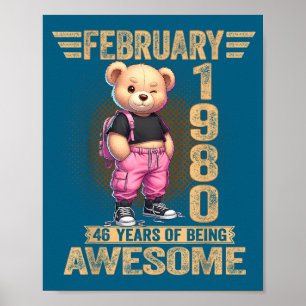 February 1980 46th Birthday 46 Year Teddy Bear Bei Poster