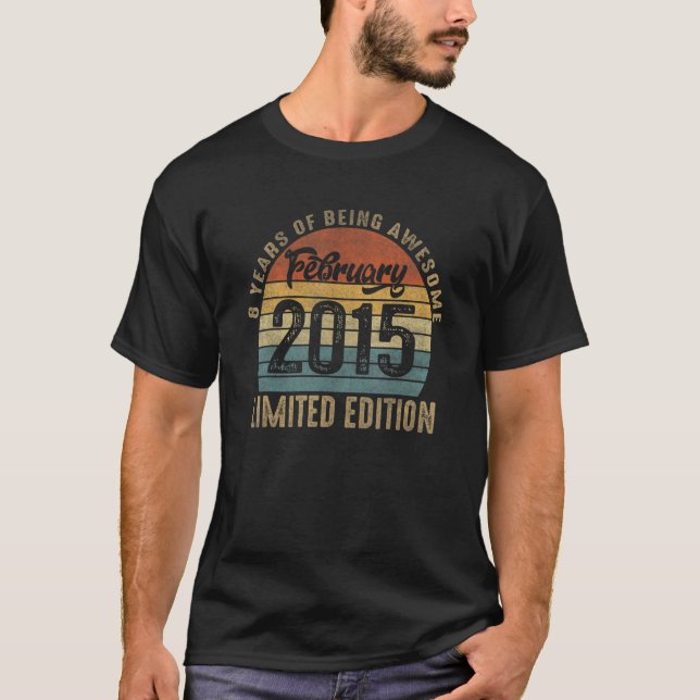February 2015 8 Years Of Being Awesome Retro 8th B T-Shirt (Front)