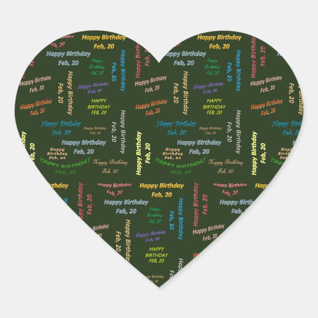 February, 20 Birthday Sticker (Front)