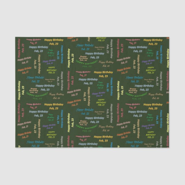 February, 23 Birthday Tissue Paper (Front)