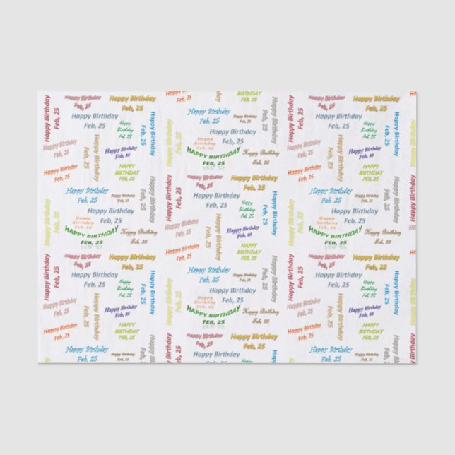 February, 25 Birthday Tissue Paper (Front)