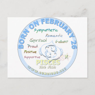 February 26th Birthday - Pisces Postcard