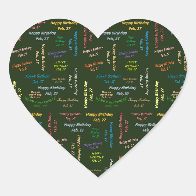 February, 27 Birthday Sticker (Front)