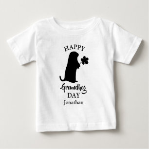 February 2 Happy Groundhog Day Personalized Name Baby T-Shirt