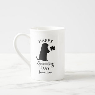 February 2   Happy Groundhog Day Personalized Name Bone China Mug