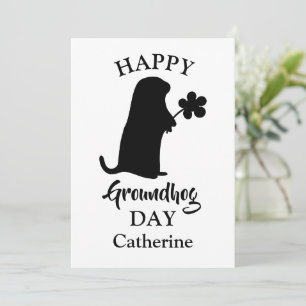 February 2   Happy Groundhog Day Personalized Name Holiday Card